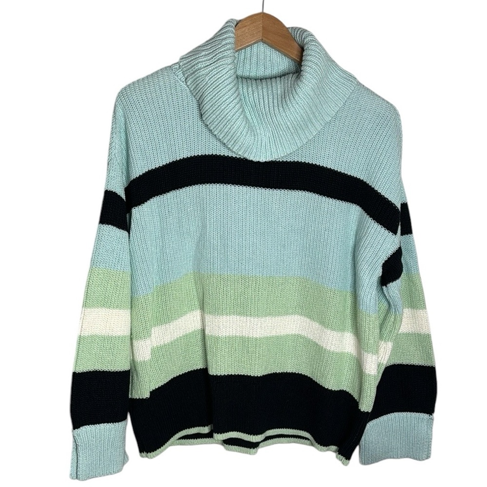 Adyson Parker Starlight Blue Combo Chunky knit striped cotton sweater Size L